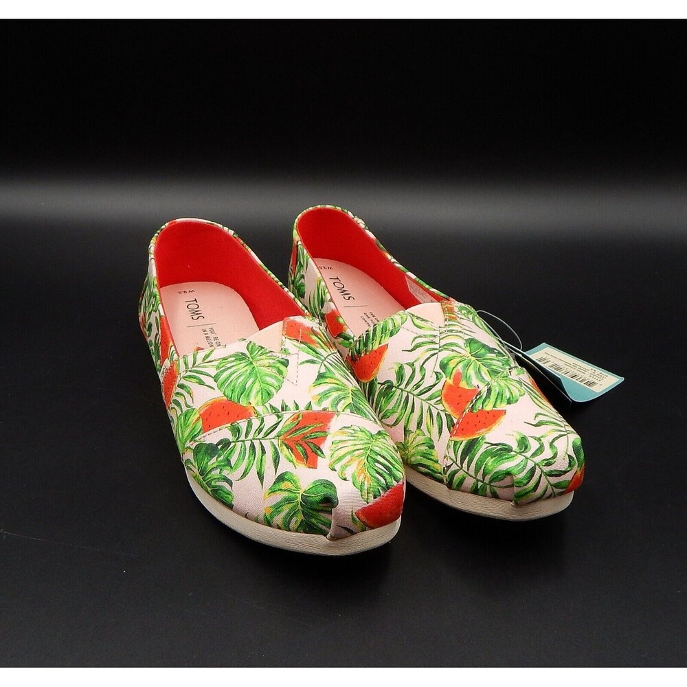 Toms Classic Spanish Villa Watermelon Palms Print Canvas Shoe 10015068 Woman 9.5